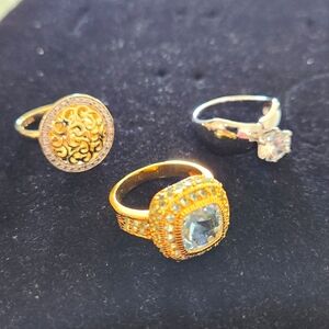 Unbeatable Sale! Blue Topaz, CZ, And 2 Tone Rings All In 925 Silver. All Size 10